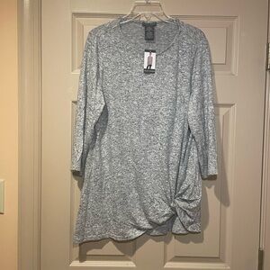 Chelsea‎ & Theodore Gray Quarter Length Sleeve Top, Twist Hem, NWT, Size XL